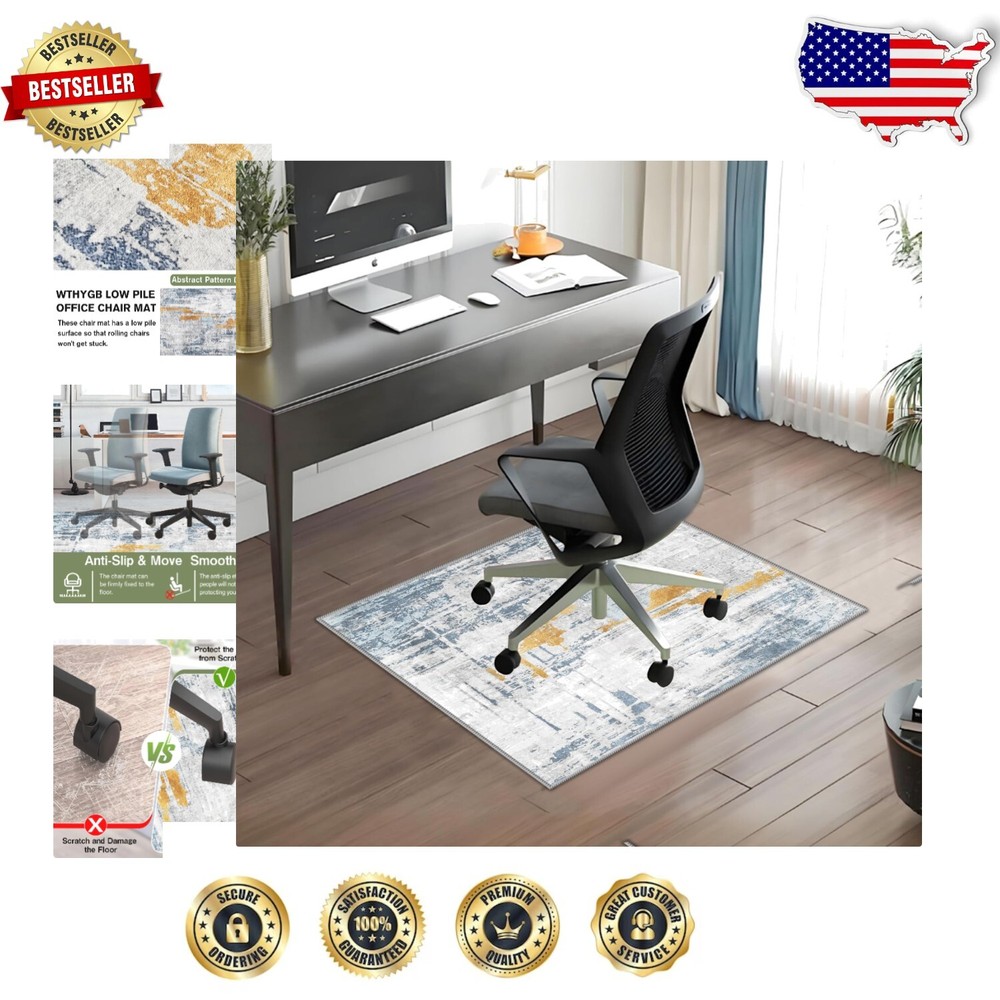 Abstract Low-Pile Office Rug - 36x48 Versatile Floor Mat for Any Space