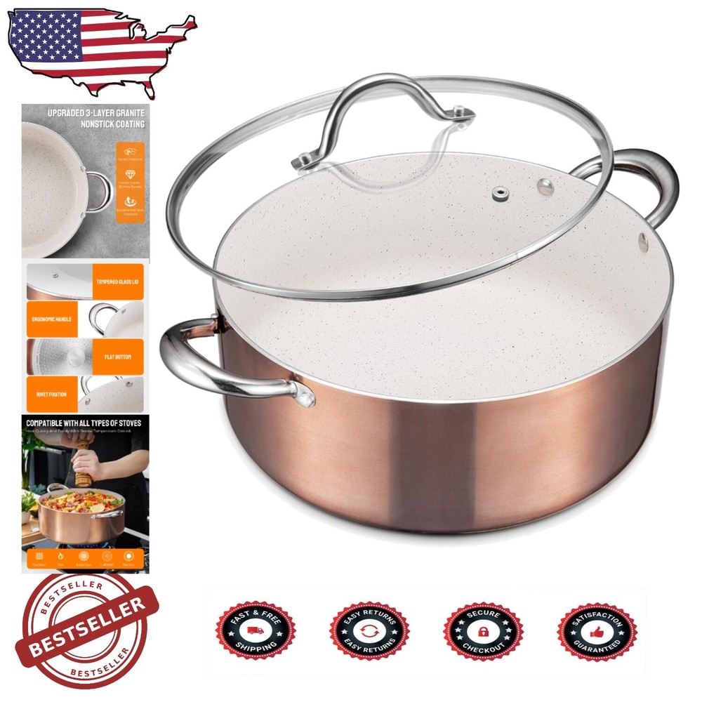 Efficient Heating 8 Quart Stockpot with Copper Finish - Ideal for Family Meals