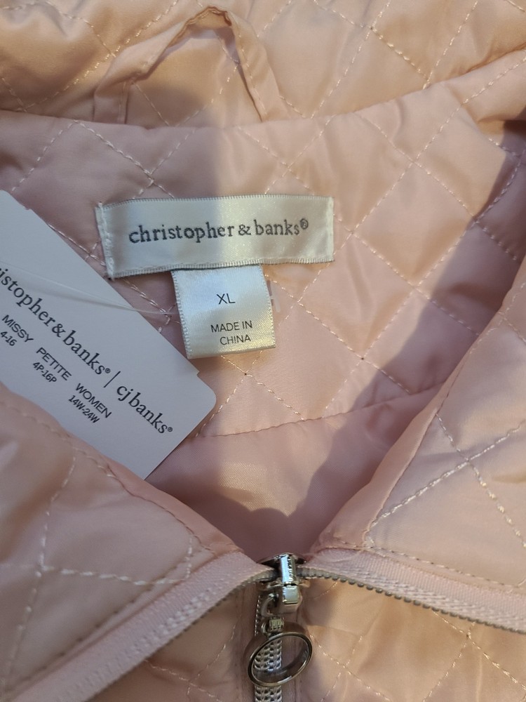 NWT Christopher & Banks - quilted women's zipper vest - XL light pink