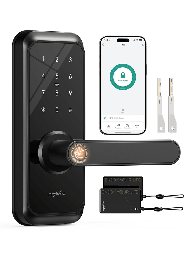 Fingerprint Smart Door Lock with Keypad Entry and Deadbolt – Arpha Keyless Security  