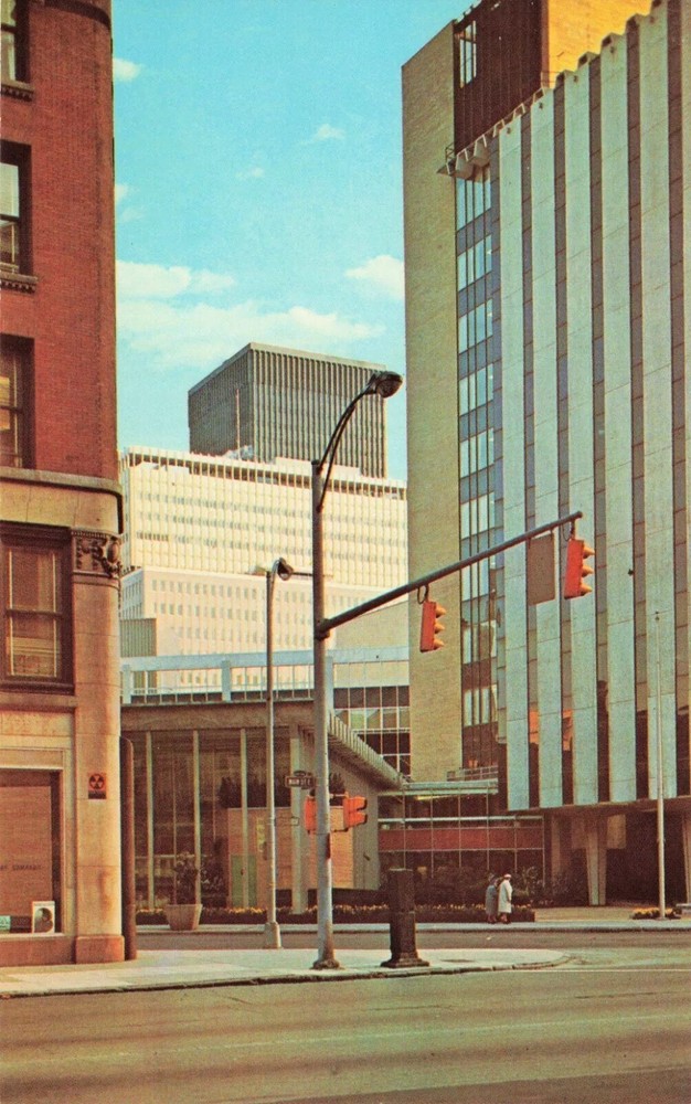 View from Main Street of Downtown Rochester New York NY - Postcard