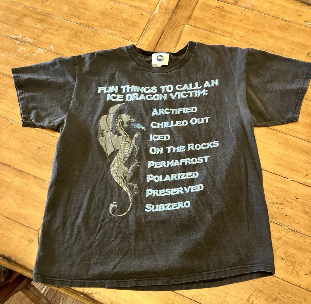 VTG 90s Universal Studios Island of Adventures Dueling Dragons T Shirt Ice L