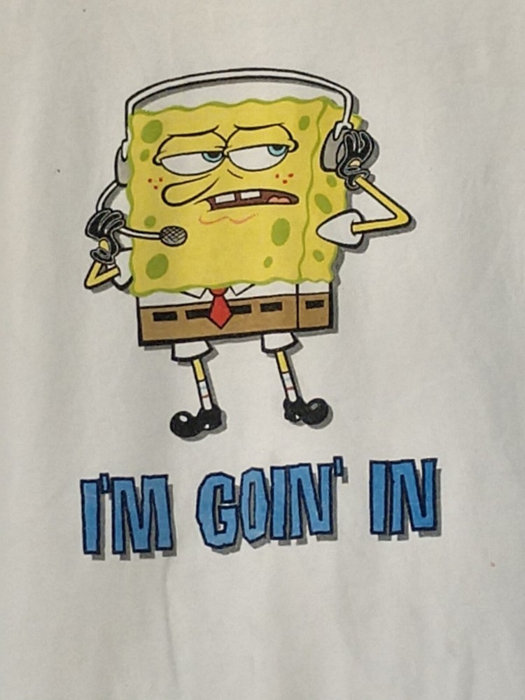 Vtg SpongeBob SquarePants T-Shirt Nickelodeon Hip Hop Y2K Hipster Sz XL