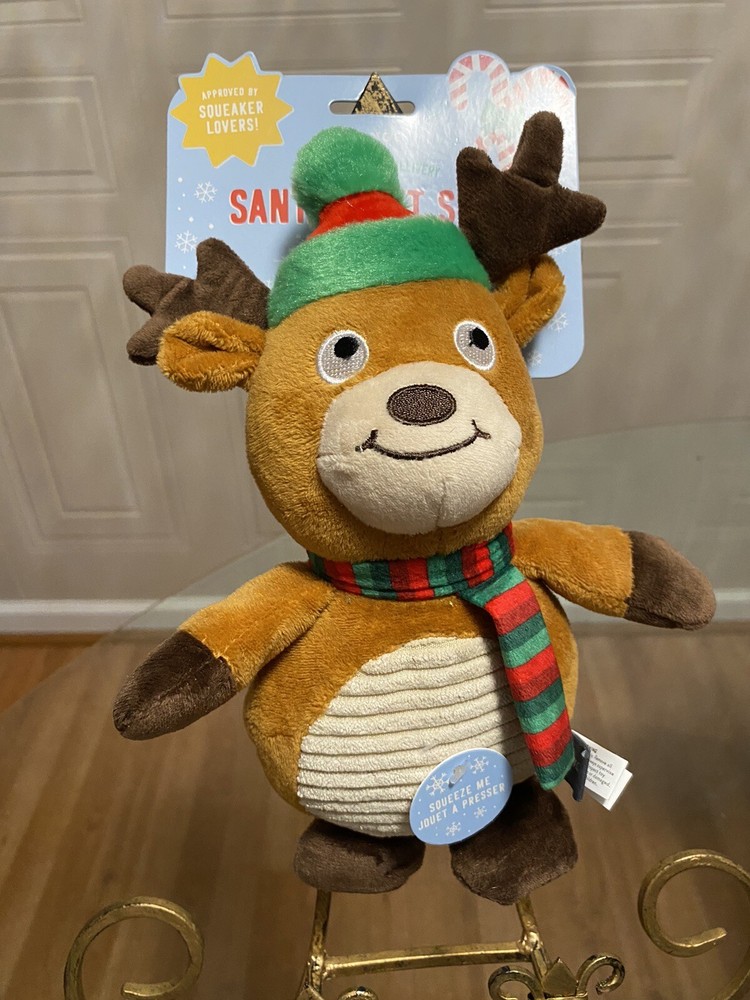 Fringe ~ Christmas/Holiday Reindeer Sleigh My Name ~ Squeaky Dog Toy 9”