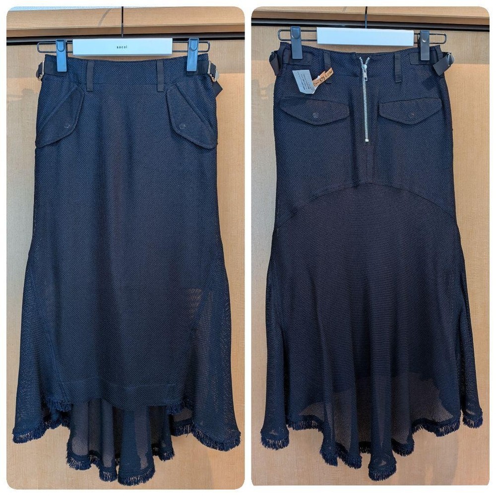 sacai Mermaid Skirt Dark Navy Mesh High Waist Size S Excellent Condition
