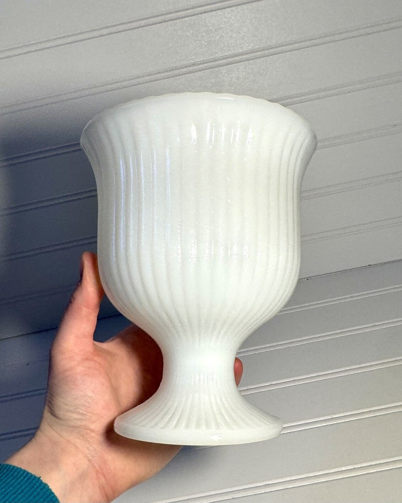 White Milk Glass Vase E. O. Brody  Co. Cleveland
