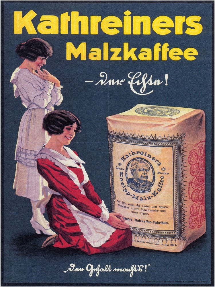 4180.Kathereiners Malzkaffee.women kneeling.POSTER.Home Office art decor