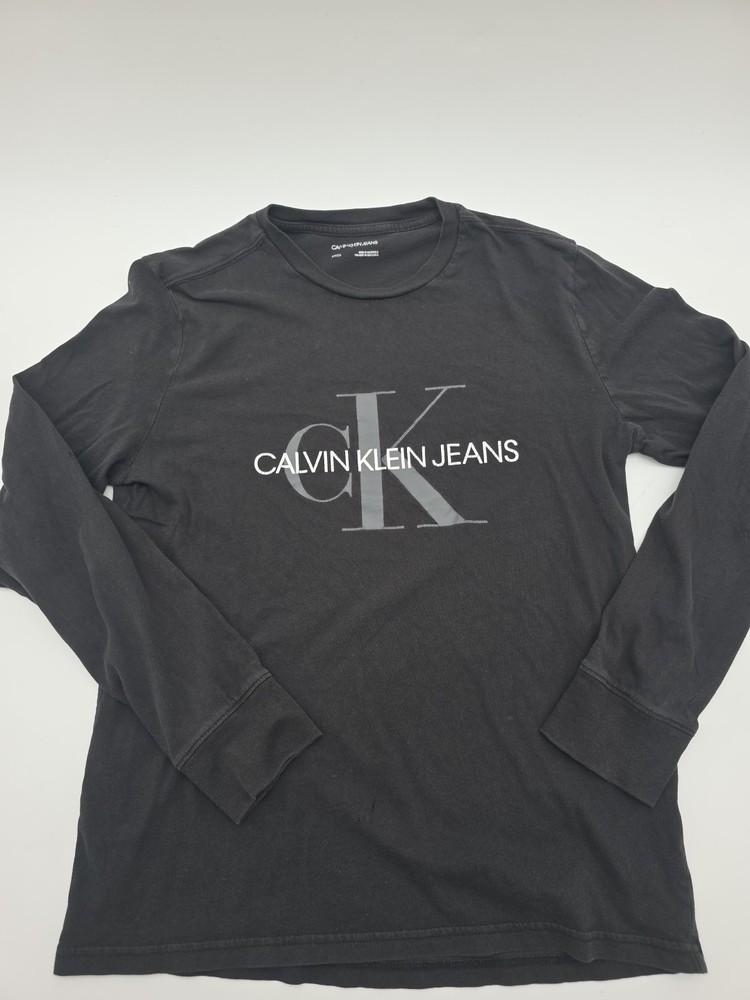 Calvin Klein Spell Out T-shirt Men Small Black Longsleeve Tee.#44732