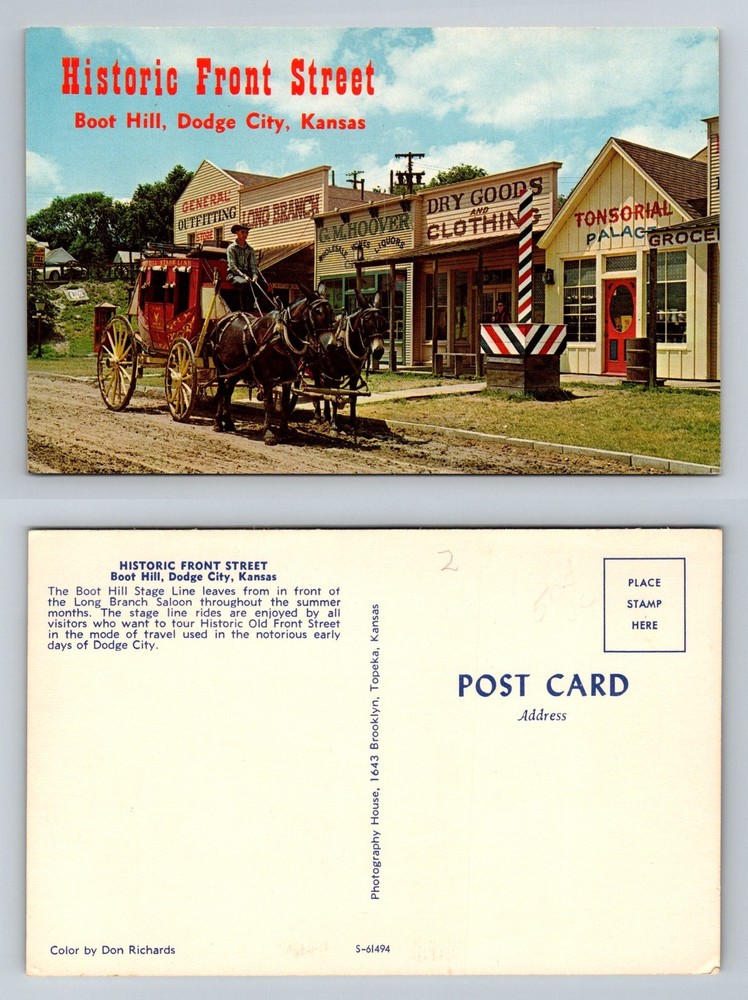 Dodge City KS-Kansas Historic Front Street Boot Hill Stagecoach Vintage Postcard