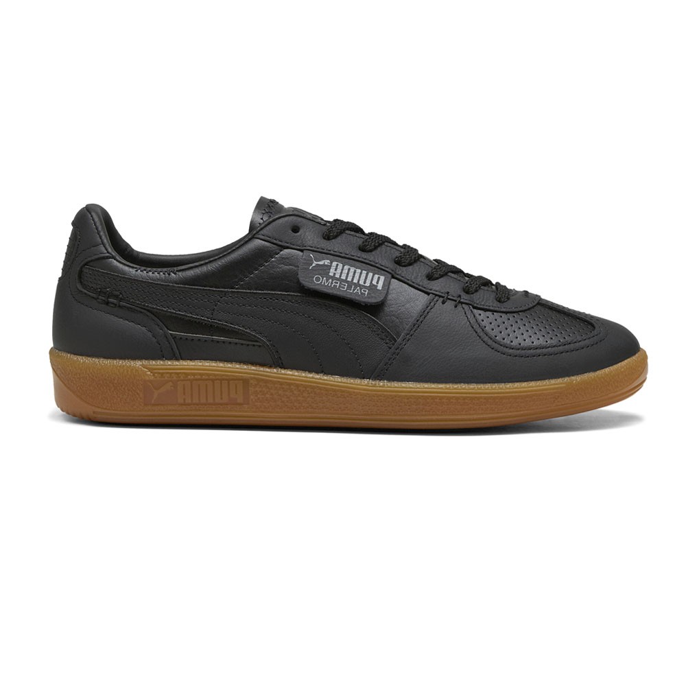 PUMA Palermo S And P Leather Perforated Lace Up  Mens Black Sneakers Casual Shoe