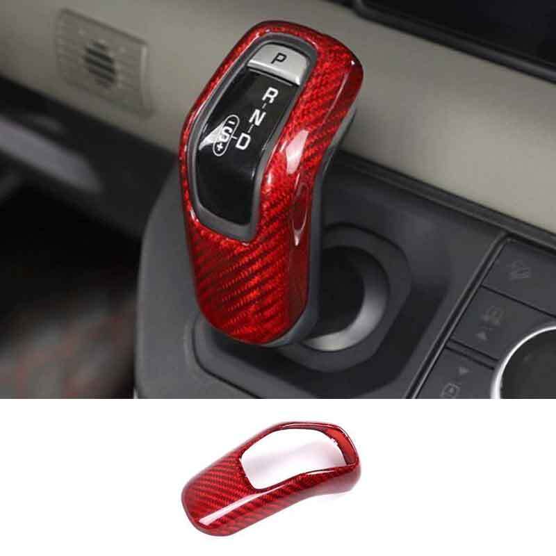 Red Real Carbon Fiber For Land Rover Defender Gear Shift Knob Head Cover 2020-23