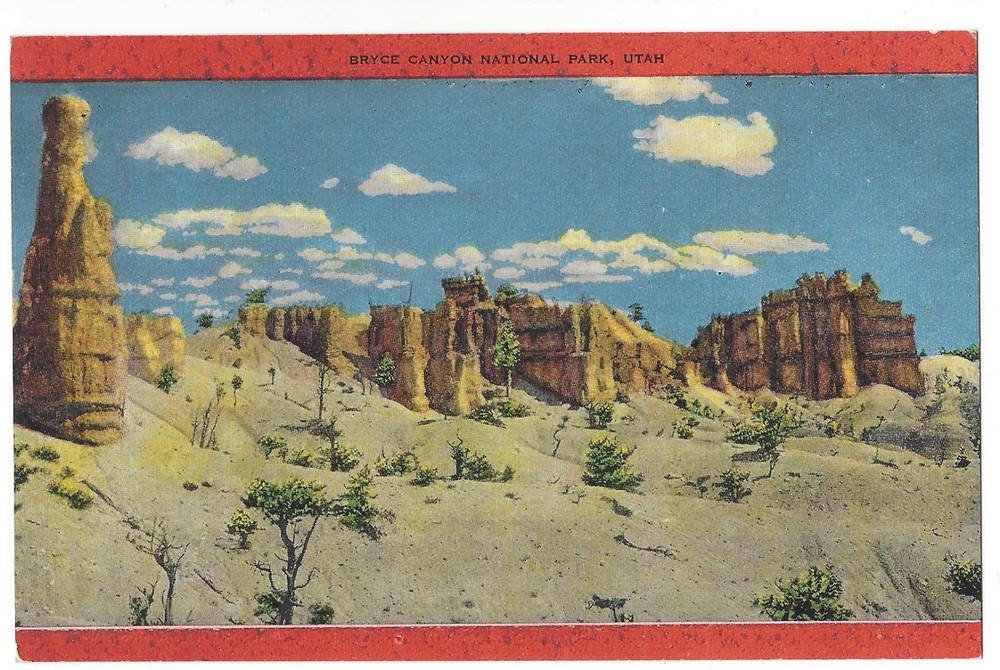 Mormon Temple Group, Bryce Canyon National Park, Utah, Unused Linen Postcard