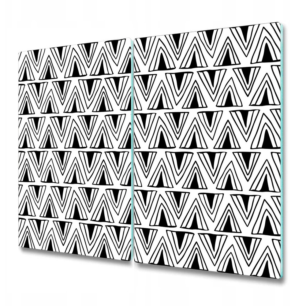 Glass Chopping Cutting Board Triangles Boho style Black and white geometric