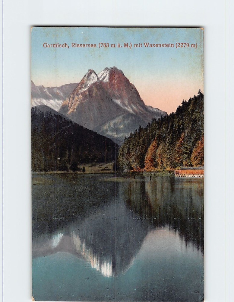 Postcard Garmisch Rissersee mit Waxenstein Garmisch Partenkirchen Germany