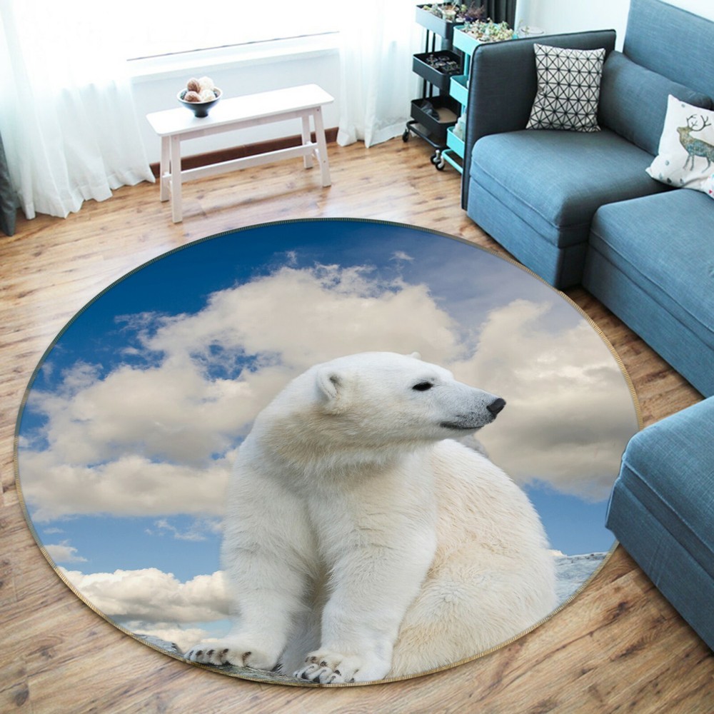 3D White Cloud Polar Bear Non-Slip Rug Mat Elegant Photo Carpet O1633