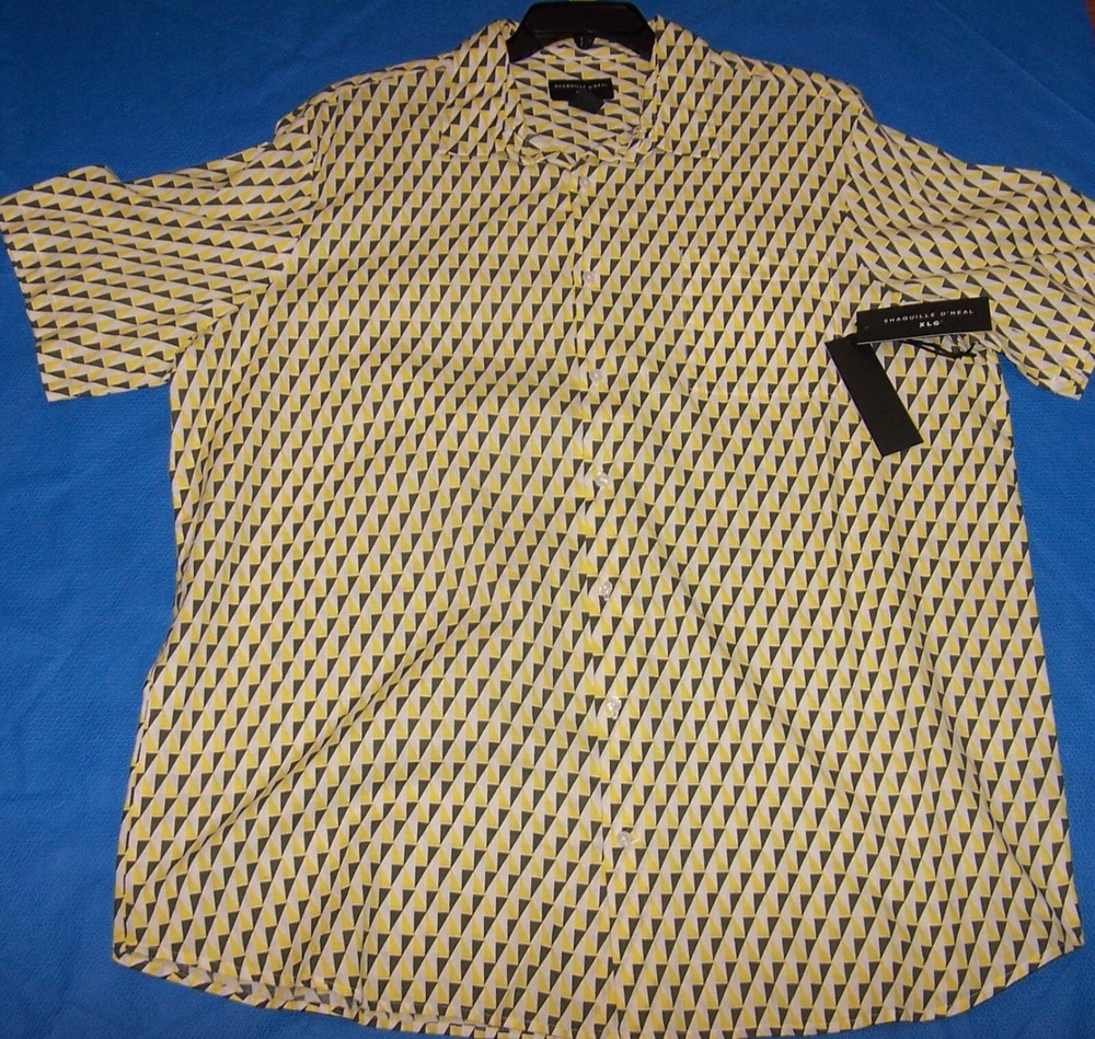 Size XLT Mens Shaquille O'Neal Button-Down Shortsleeve Linen Shirt