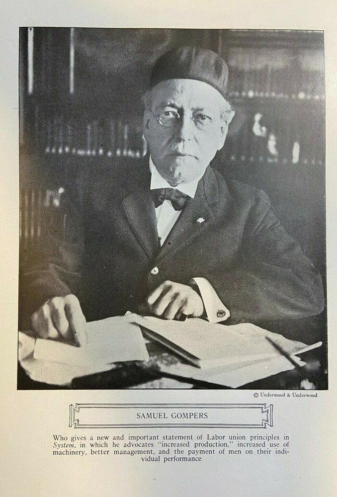 1920 Vintage Magazine Illustration Labor Leader Samuel Gompers