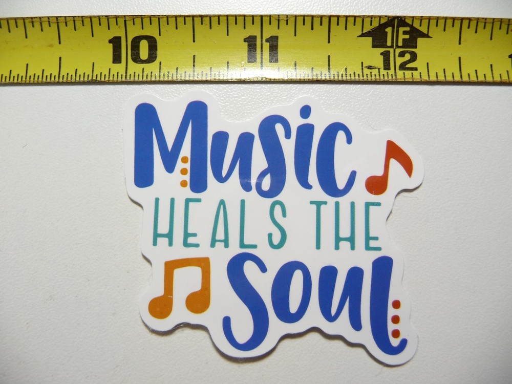 MUSIC HEALS THE SOUL NOTES STICKER DECAL MUSICAL FAN CONCERT FUN SCRAPBOOKING