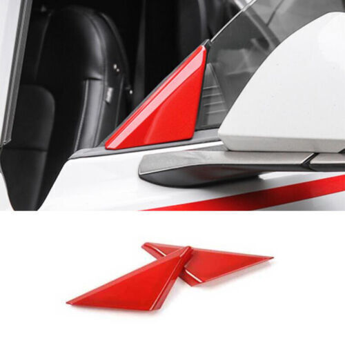 For Ford Mustang 2015-2023 Glossy Red A Pillar Front Triangle Cover Trim 2pcs
