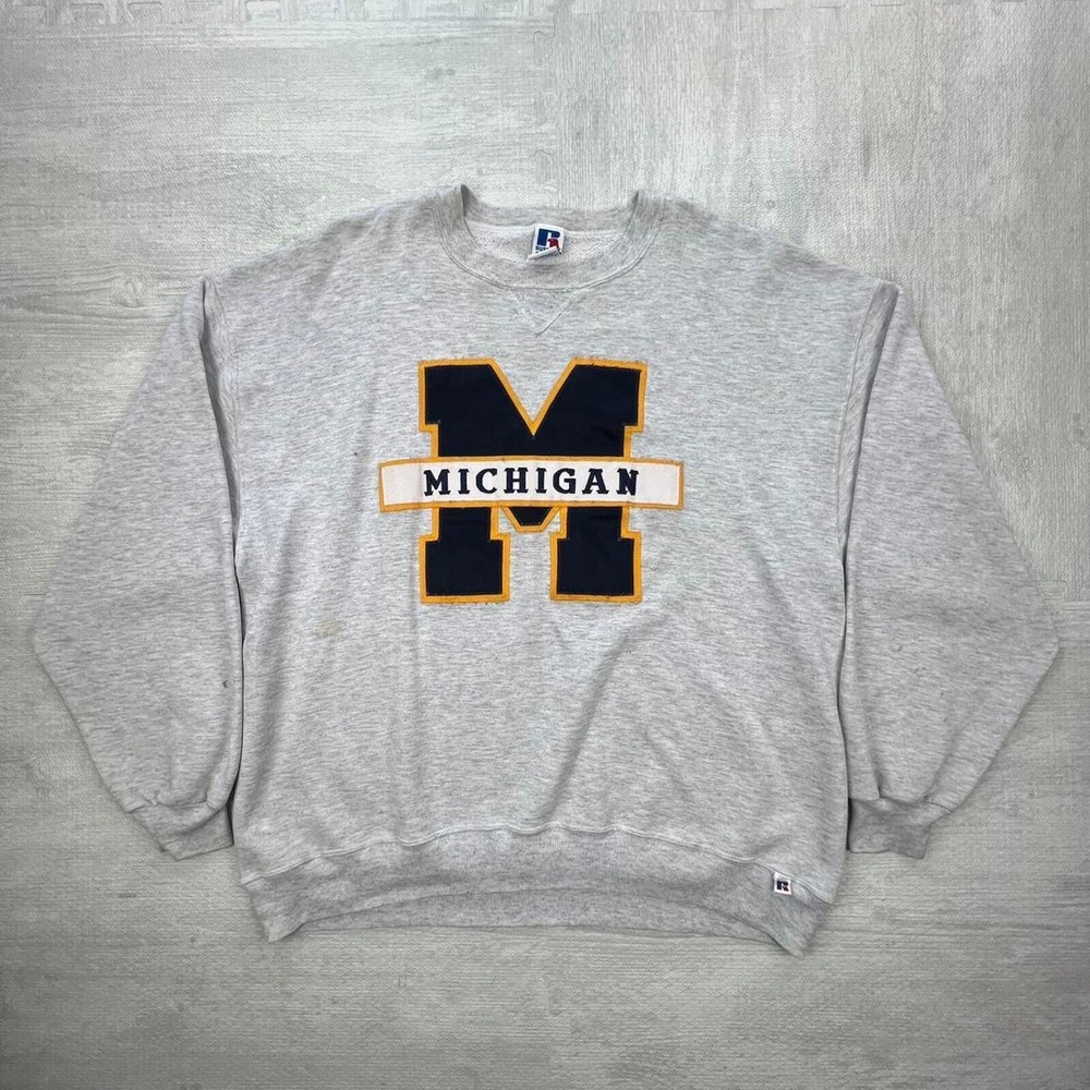 Vintage 80s Michigan Wolverines Sweatshirt Size: XXL Grey NCAA College Retr0