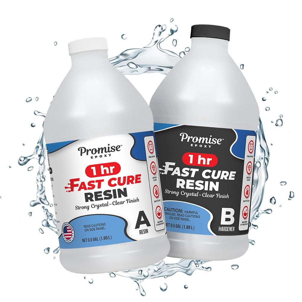 Fast Cure Resin 1 Gallon - Crystal Clear UV-Resistant, Self-Leveling, No VOCs...