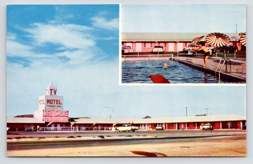 c1950s Hwy 80 Roadside BEL SHORE MOTEL Lordsburg New Mexico NM Postcard