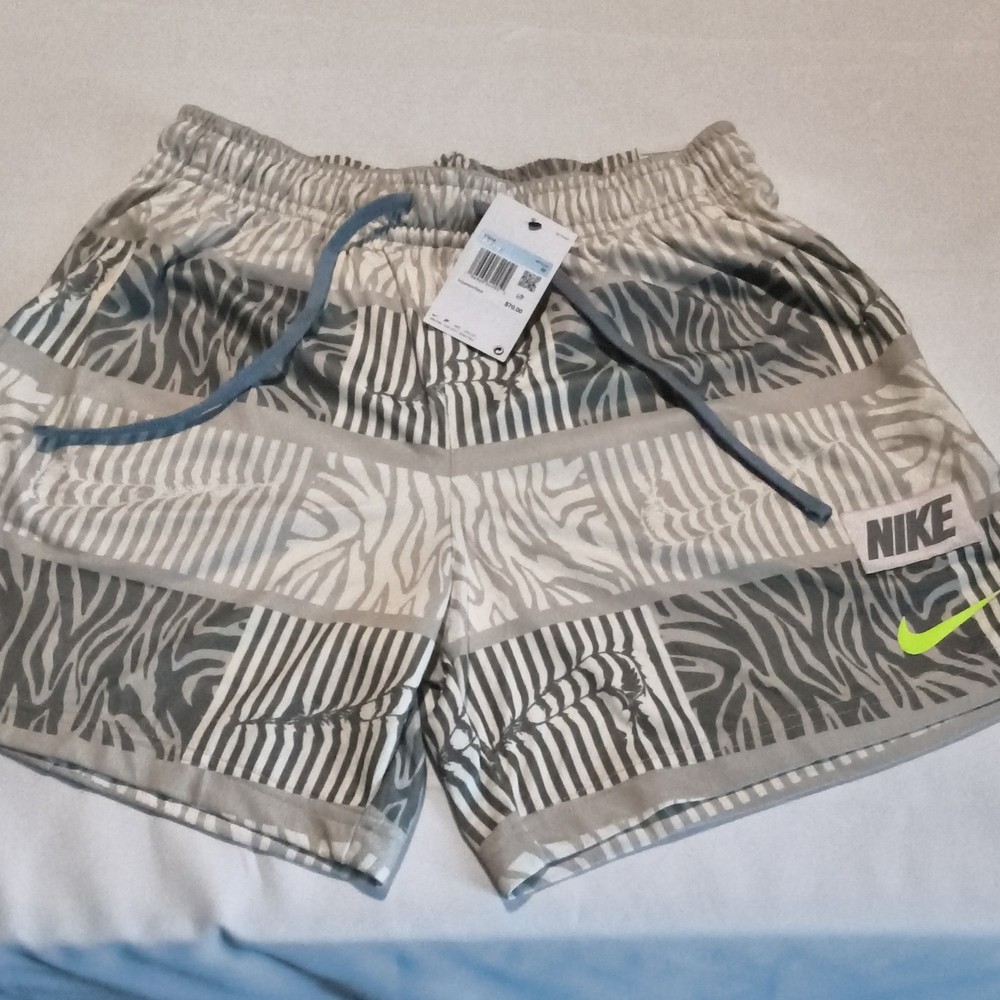 Nike Men's Athletic Shorts Gray/White M Animal Print Drawstring Pockets FN1464