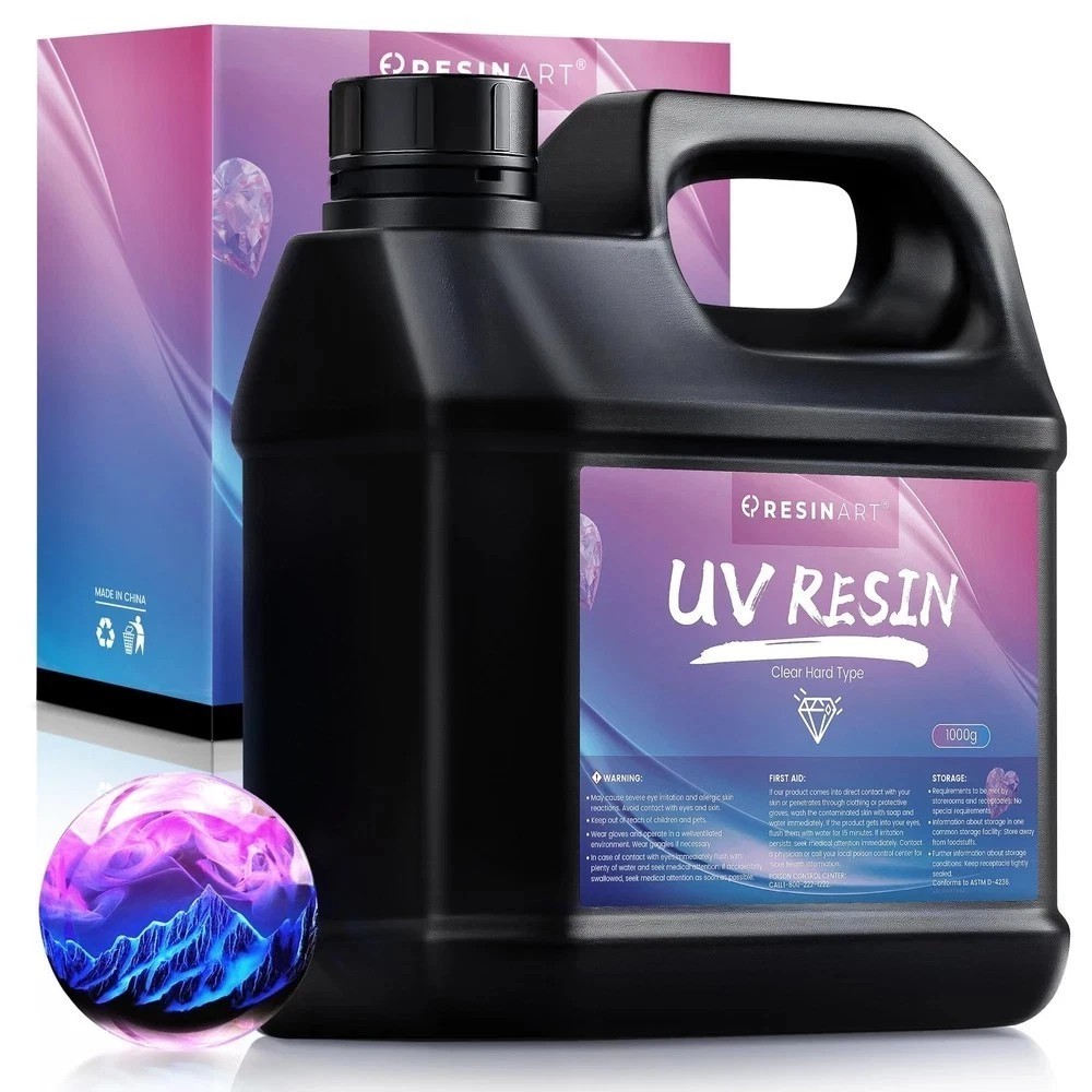 UV Resin 1000g Upgrade Crystal Clear Hard Ultraviolet Epoxy Resin Glue Low Od...