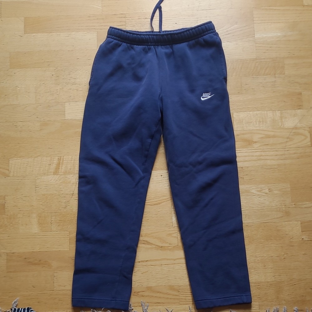 Nike Men's Blue Solid Sweatpants Pants M Regular Drawstring Elastic Waist Logo