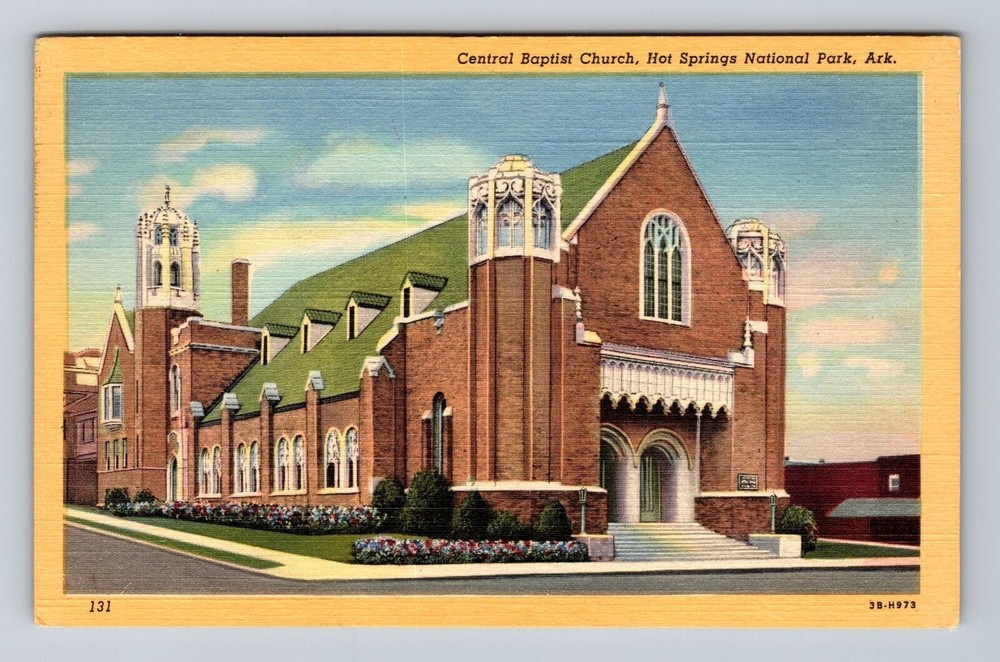 Hot Springs National Park, Central Baptist Church, Religion, Vintage Postcard