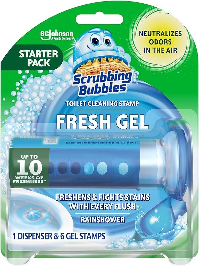 Toilet Bowl Cleaning Gel Starter Kit with Dispenser and 6 Glade Stamps
