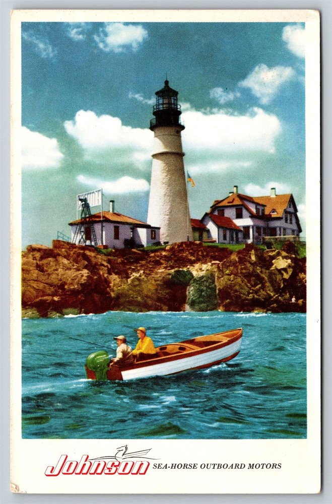 Johnsons Seahorse Outboard Motor advertising boating Postcard, C5
