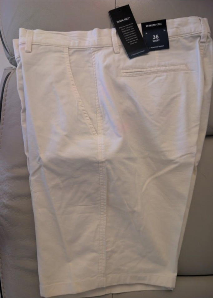 New Kenneth Cole men's off white stretch shorts size 36