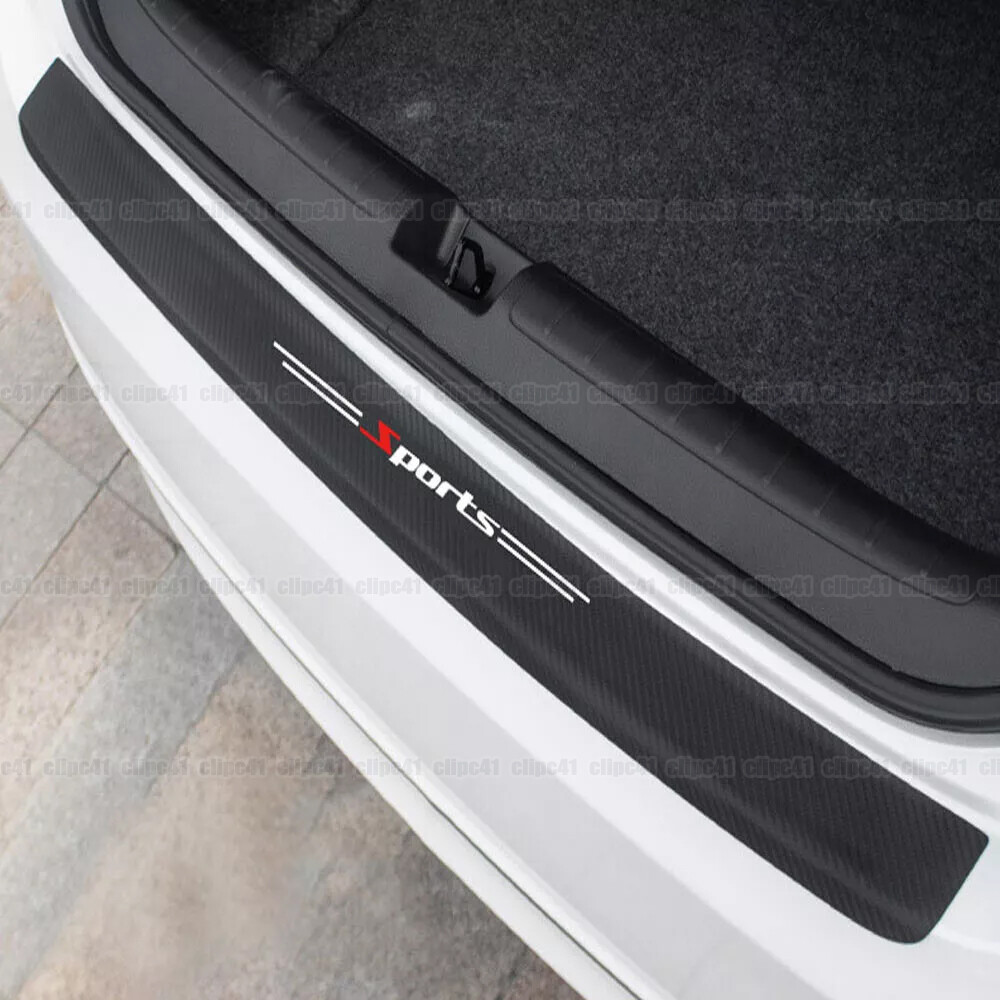 Black Carbon Fiber Car Rear Bumper Guard Trunk Protector Sticker Accessories .