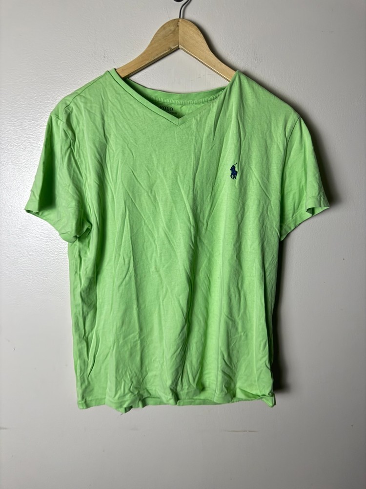 Polo Ralph Lauren V Neck Short Sleeve T Shirt Women’s M Green Classic