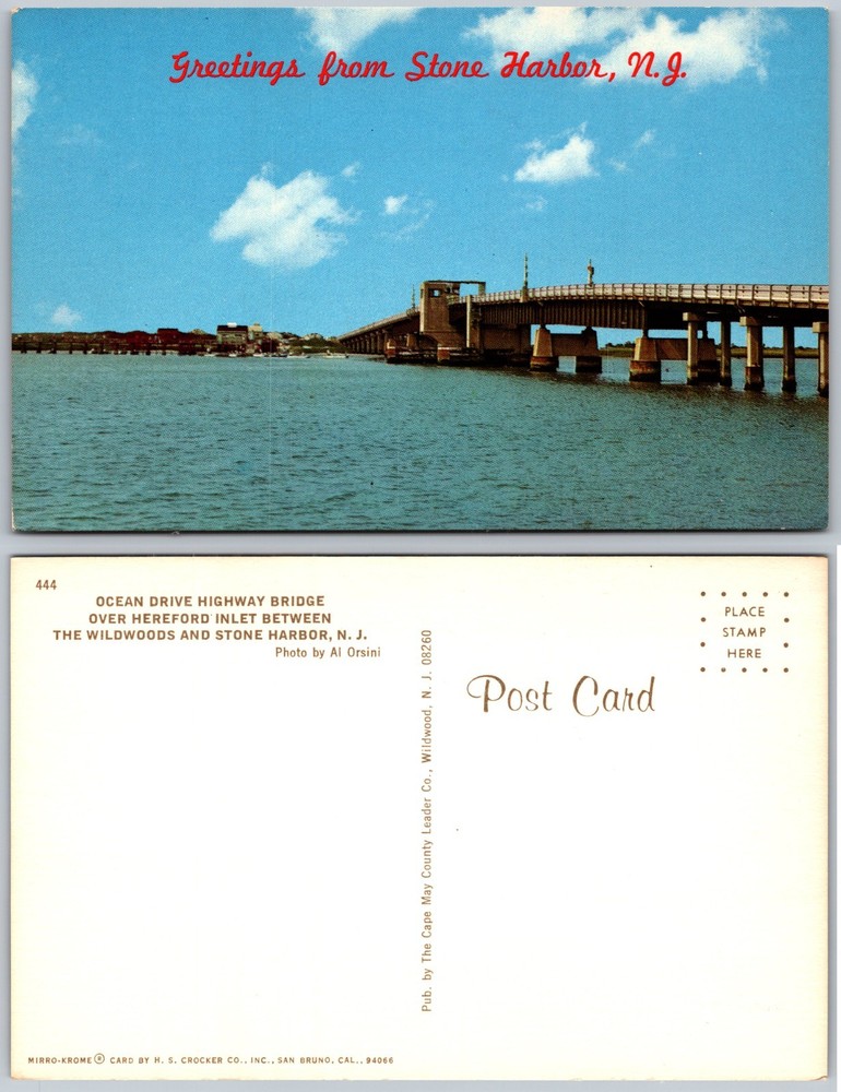 Ocean Drive Highway Bridge Stone Harbor New Jersey Postcard