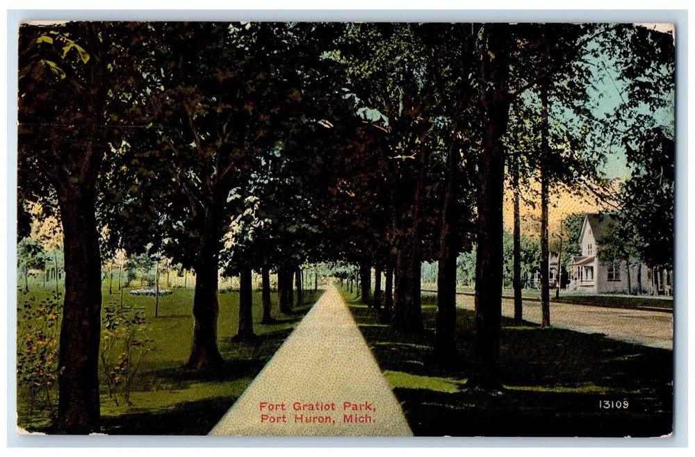 1914 Fort Gratiot Park Trees View Port Huron Michigan MI Posted Vintage Postcard