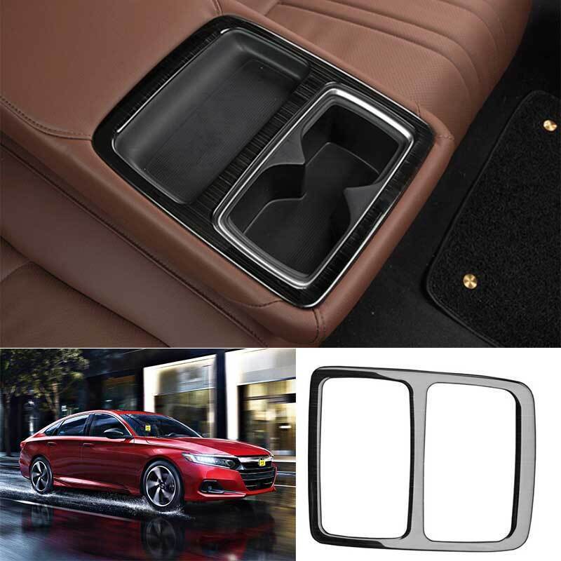 For Honda Accord 2018-2022 Black Titanium Rear Water Cup Holder Frame Cover Trim