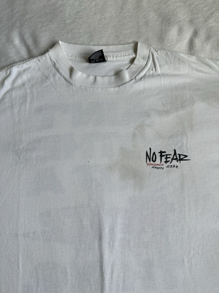 Vintage 90’s No Fear Double-Sided Graphic Logo T-Shirt White  XL