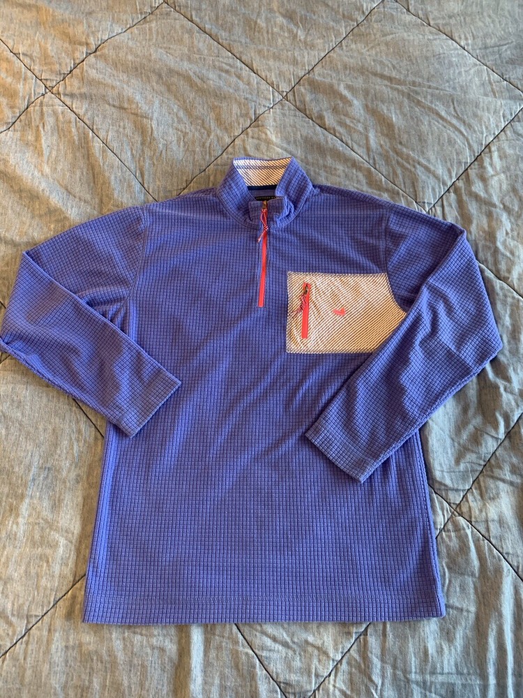 Southern Marsh FieldTec 1/4 Zip Sweater Pullover Waffle Knit Blue Mens Sz Small