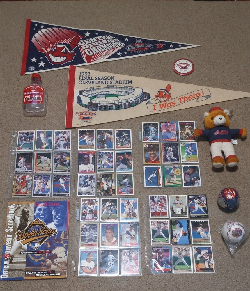 Cleveland Indians Memorabilia lot Baseball Cards Collection Rare Chief Wahoo