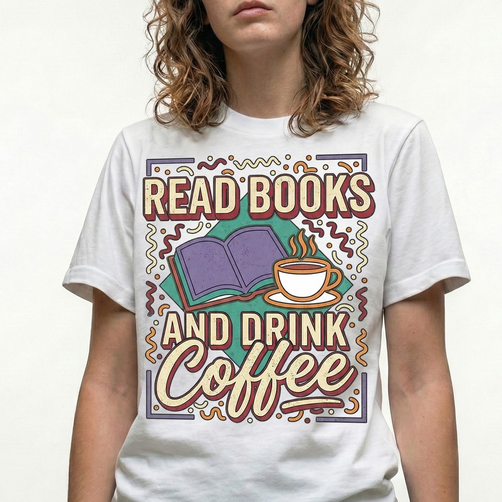 Read Books Drink Coffee T-Shirt Retros Style Teacher Student Literary Tee