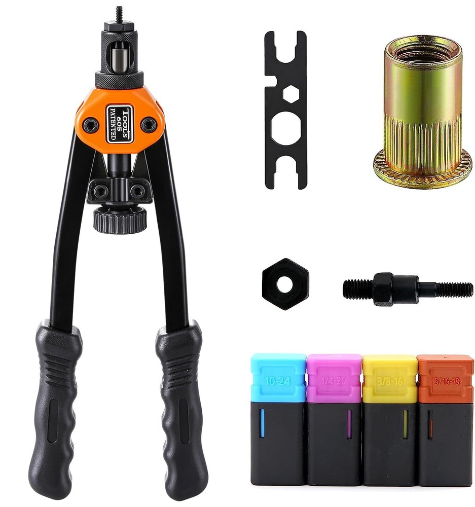 Rivet Nut Gun Professional Hand Tool Convenient Lightweight, with 4 SAE Mandr...