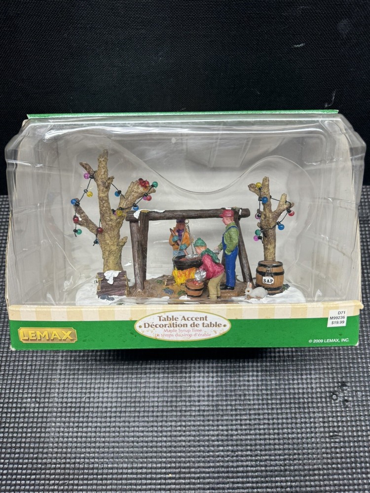 Vintage Lemax Christmas Table Decor Winter Maple Syrup Scene-image