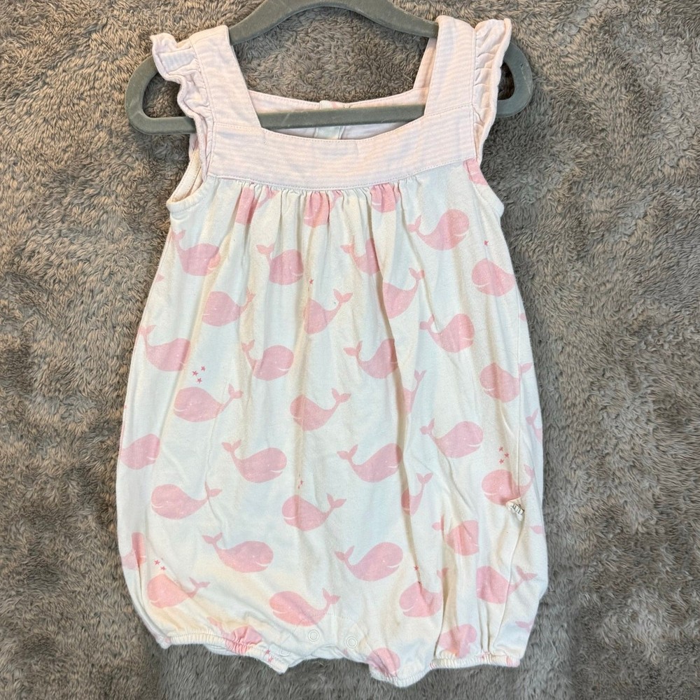Baby Gap Pink White Whale Print Romper Baby Toddler Girl 18-24 Months