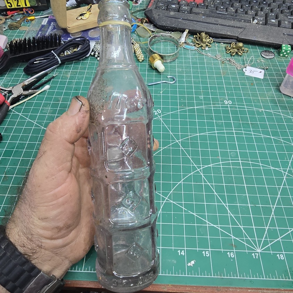 Rare Antique HI-Roller  Soda Bottle Clear Glass Art Deco