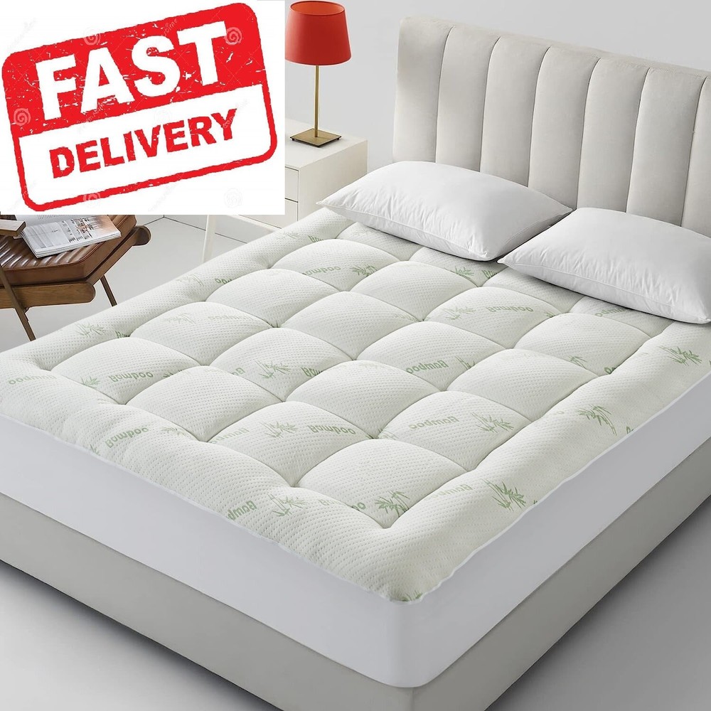 Bamboo Mattress Topper Extra Thick Queen Size, Cooling Mattress Pad,8-21