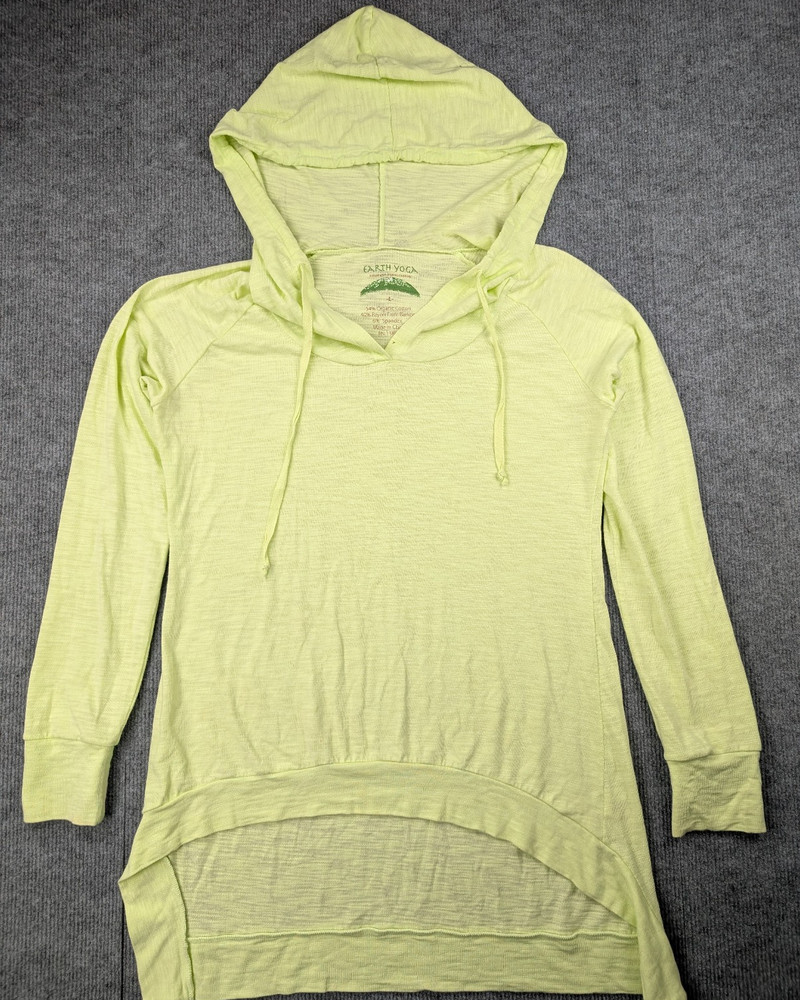 Earth Yoga Hoodie Womens Large Pullover Organic Cotton Bamboo Natural Boho Green
