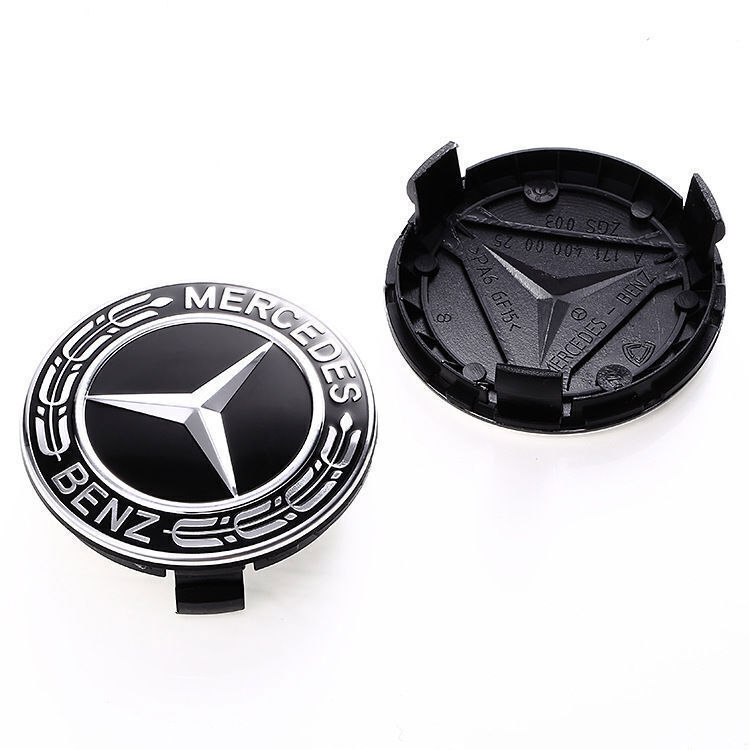 4 x Black Alloy Wheel Centre Hub Caps Fit 75mm Mercedes A B C E S M ML GLA Class