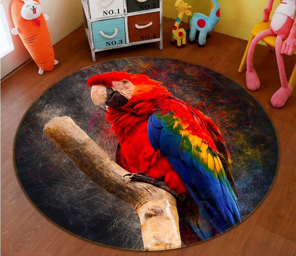 3D Colored Parrot AHO186884 Animal Non Slip Rug Mat Elegant Photo Carpet Romy